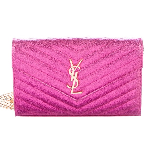 Yves Saint Laurent Handbags - YSL metallic pink evening bag